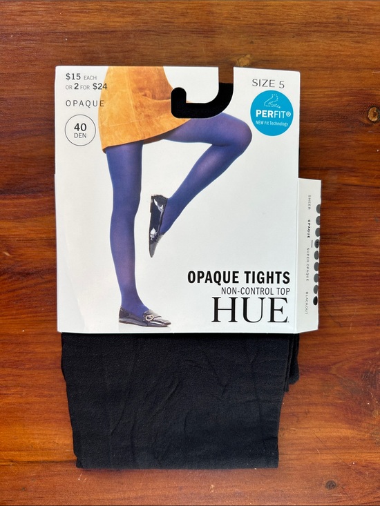 HUE Accessories - HUE NWT Black Opaque Tights Non-Control Top Size 5
